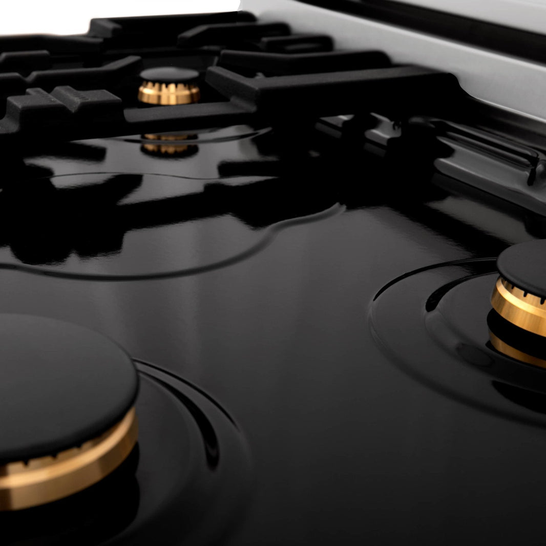 ZLINE Autograph Edition 30-Inch Porcelain Rangetop with 4 Gas Burners in Stainless Steel and Champagne Bronze Accents (RTZ-30-CB)