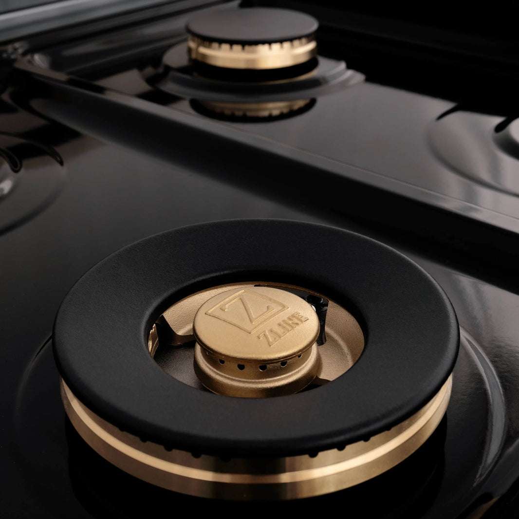 ZLINE Autograph Edition 48-Inch Porcelain Rangetop with 7 Gas Burners in Stainless Steel and Gold Accents (RTZ-48-G)