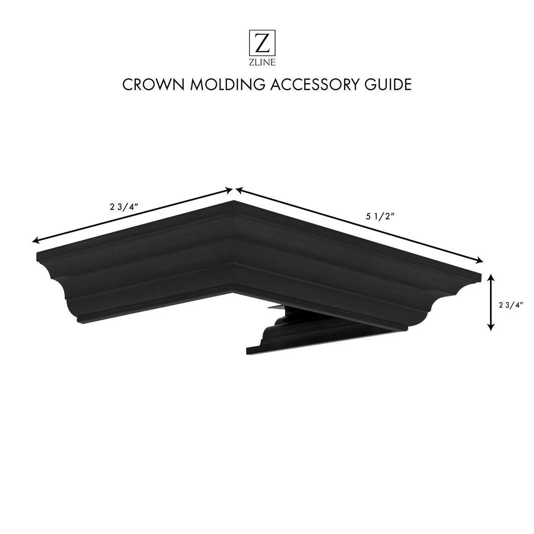 ZLINE Crown Molding Profile 6 For Wall Mount Range Hood in Black Stainless Steel (CM6-BS655N)