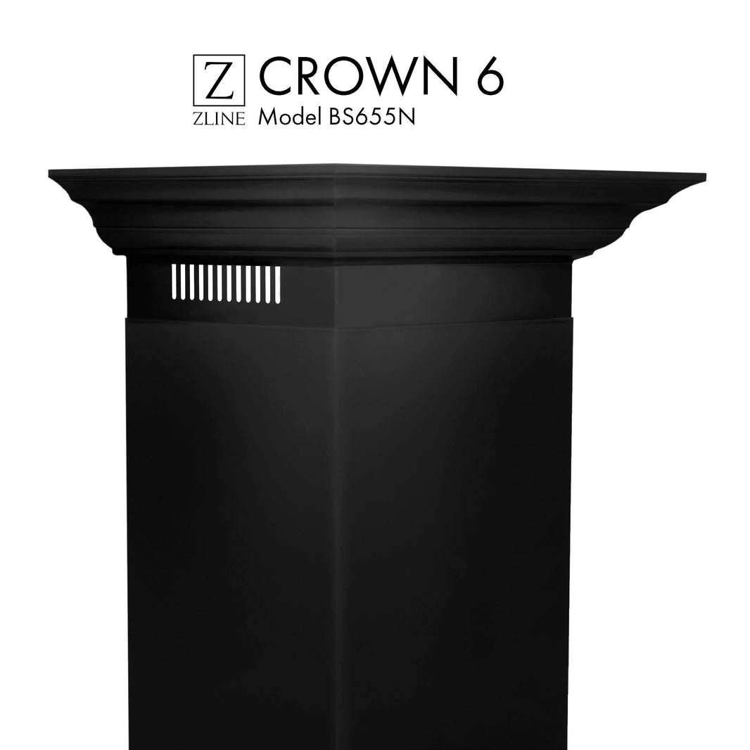 ZLINE Crown Molding Profile 6 For Wall Mount Range Hood in Black Stainless Steel (CM6-BS655N)