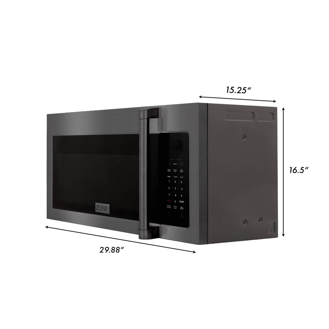 ZLINE Over The Range Microwave Oven In Black Stainless Steel With Traditional Handle (MWO-OTR-H-30-BS)